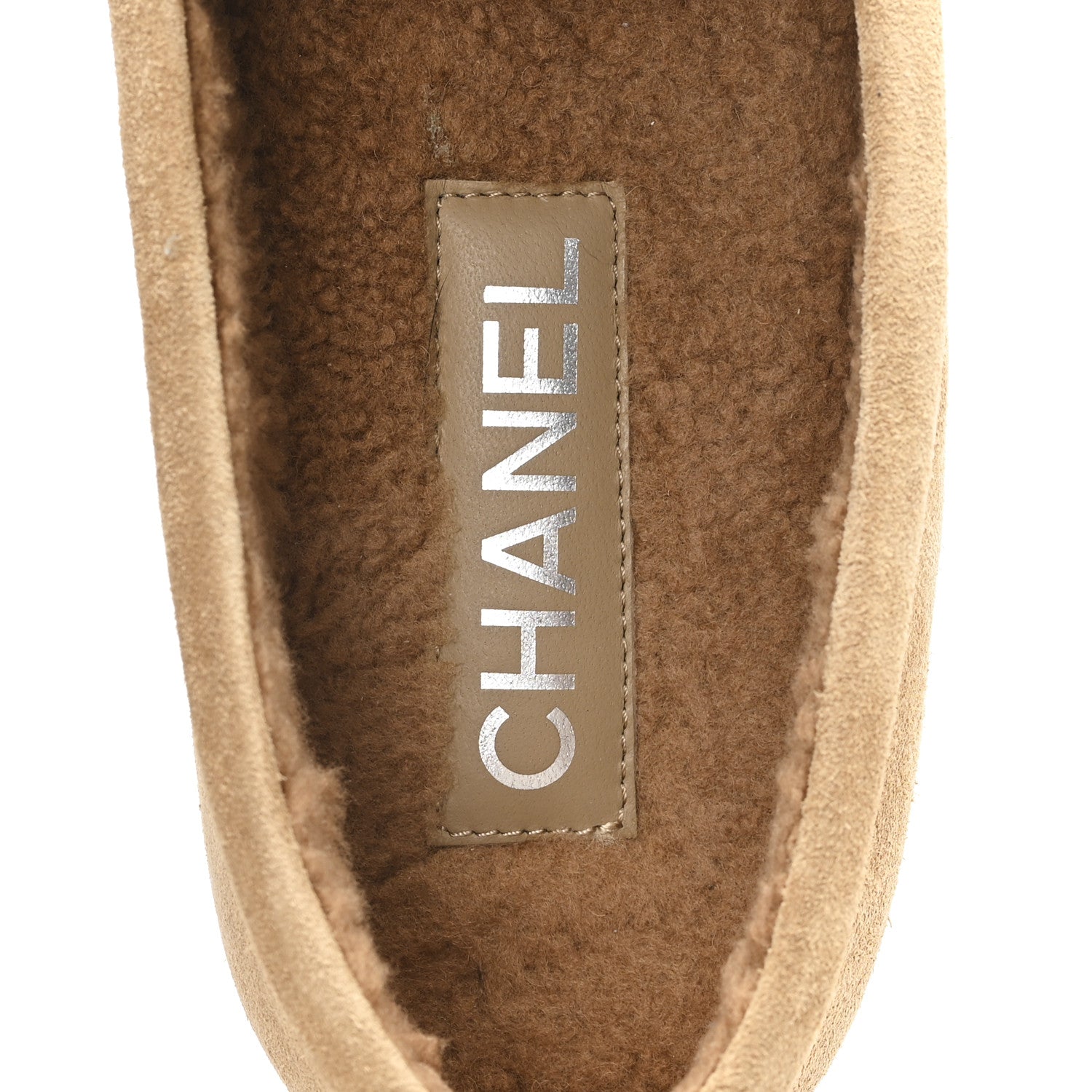 Chanel Suede Calfskin CC Loafers 37.5 Dark Beige 1844675