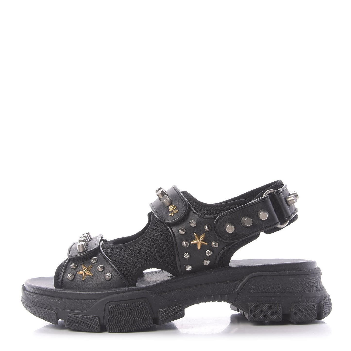 Nappa Mesh Studded Mens Aguru Sandals 7 Black