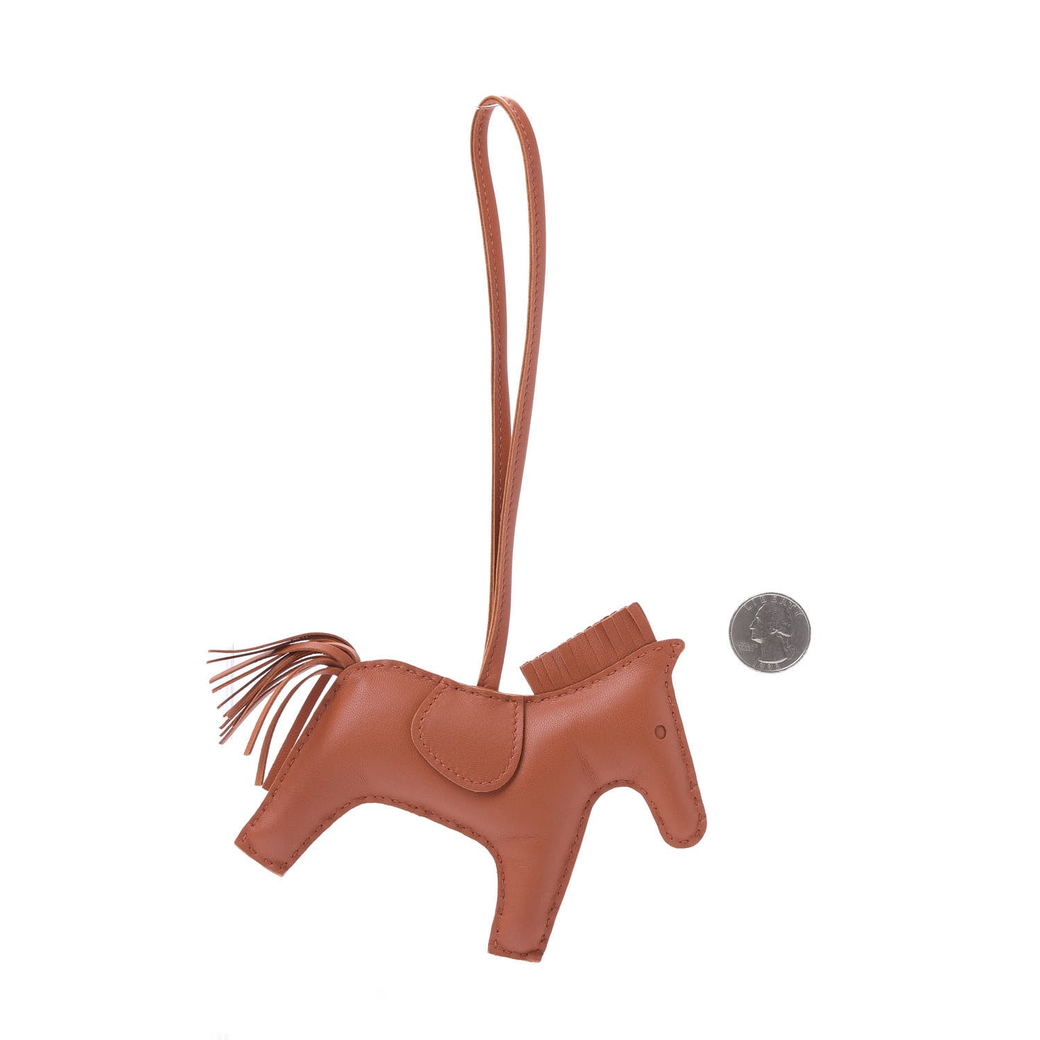 Hermes Milo Lambskin Grigri Rodeo Horse Bag Charm MM Cornaline 2 of 4