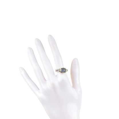 David Yurman Sterling Silver 14K Yellow Gold Chalcedony 10mm Noblesse Ring 54 7 2 of 6