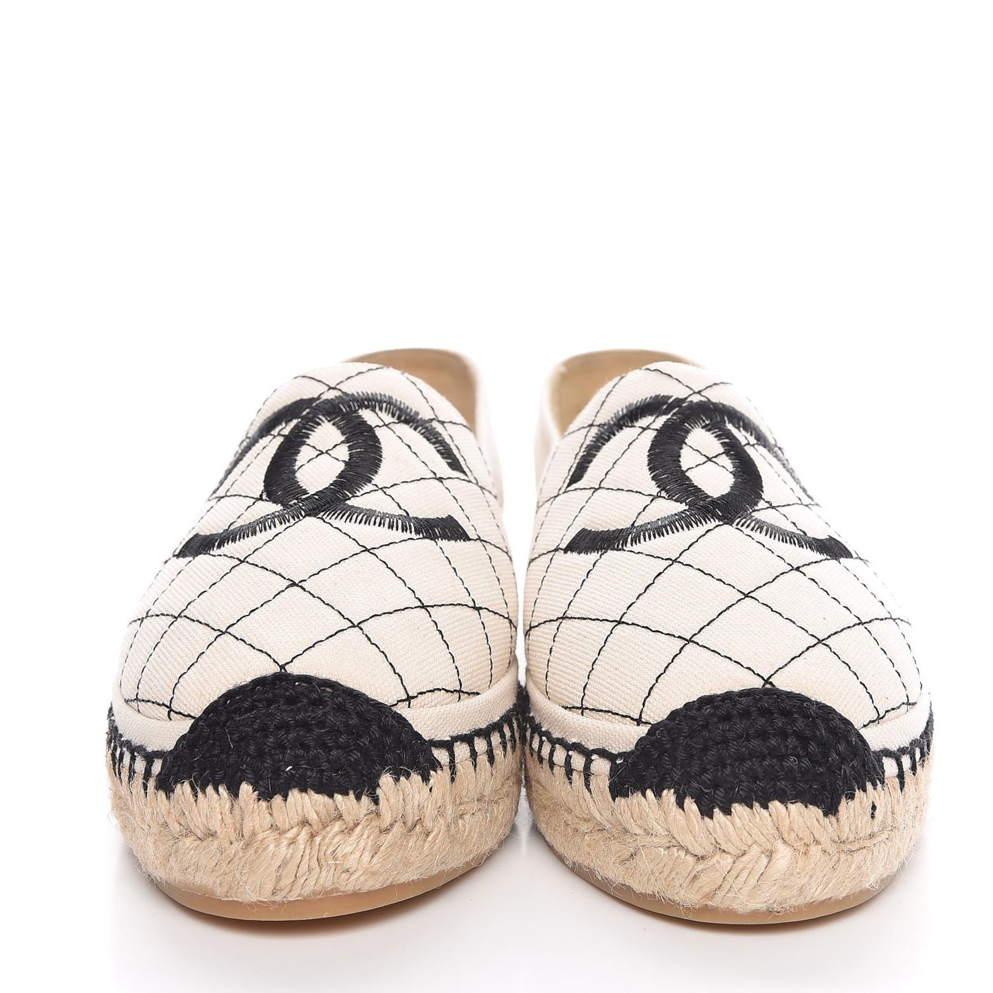 Fabric Biarritz CC Espadrilles 39 Beige Black