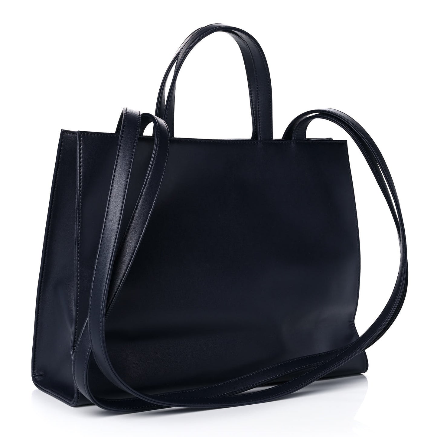 Vegan Leather Medium Shopping Bag Navy