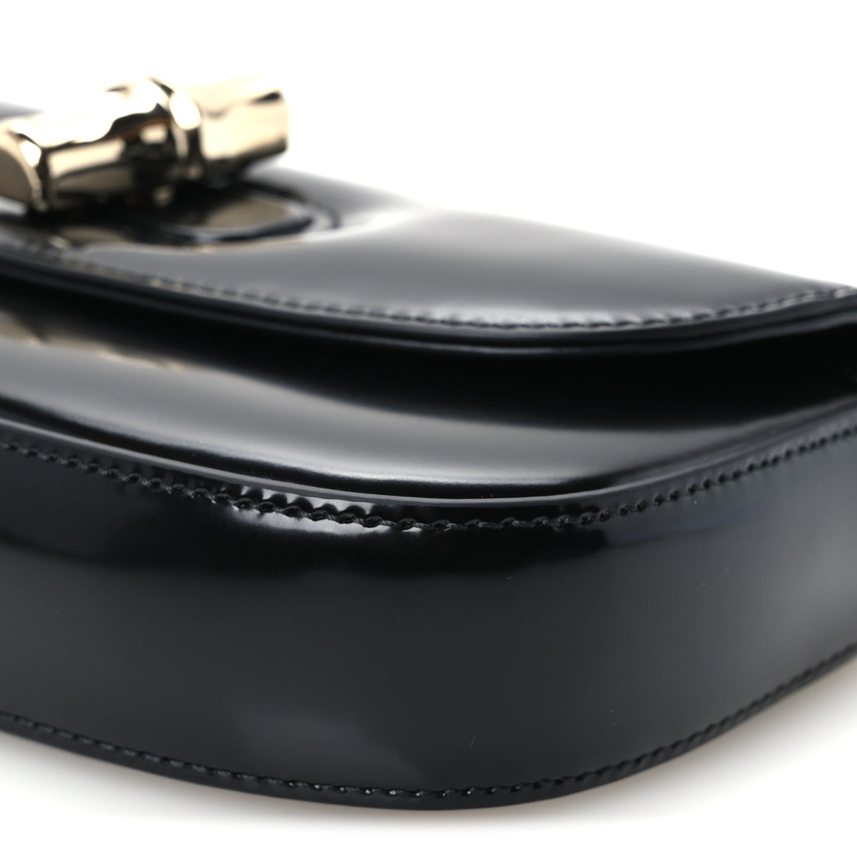 Gucci Shiny Calfskin Small Bamboo Night Bag Black 9 of 9