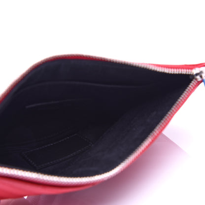 Saint Laurent Grain De Poudre Matelasse Chevron Monogram Bill Pouch Red 5 of 8