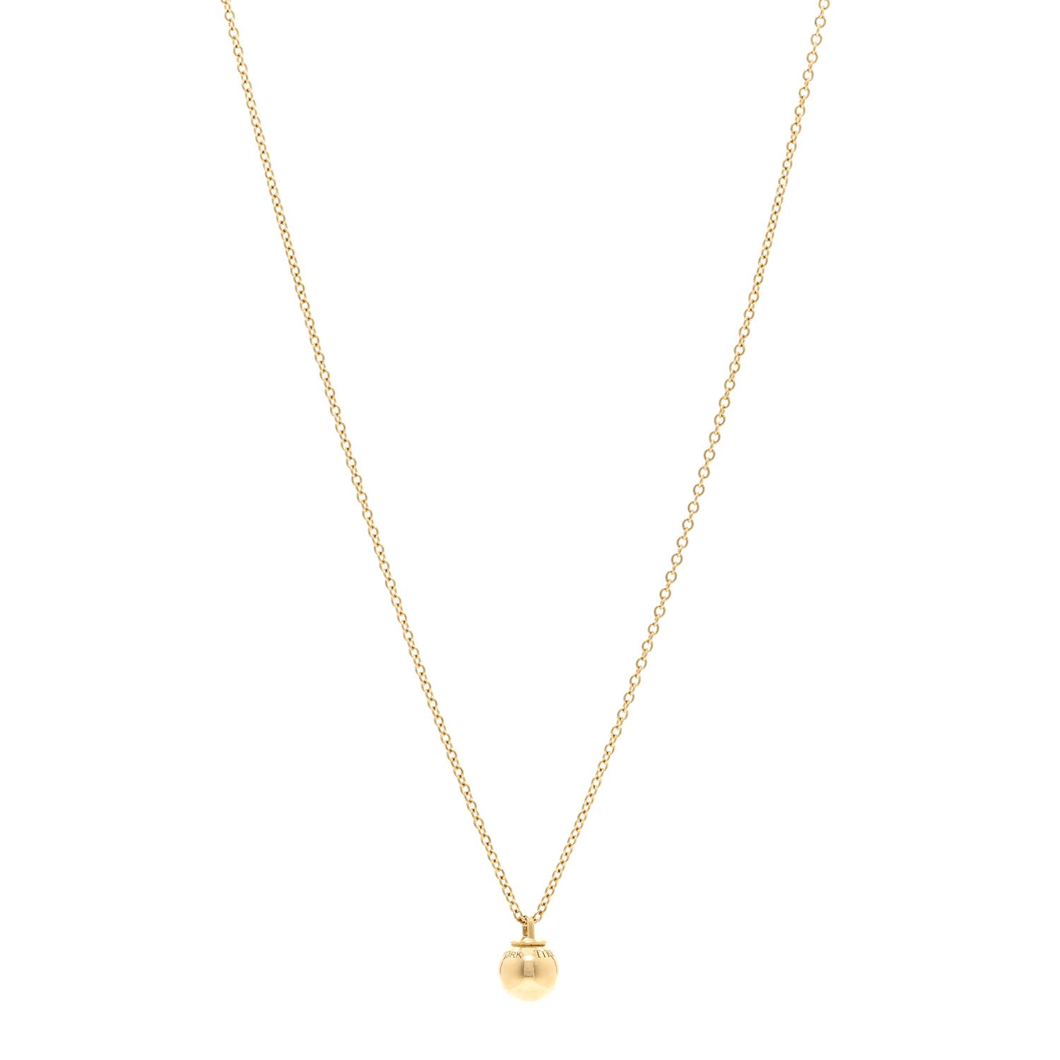 Tiffany 18K Yellow Gold 8mm HardWear Ball Pendant Necklace 1 of 5