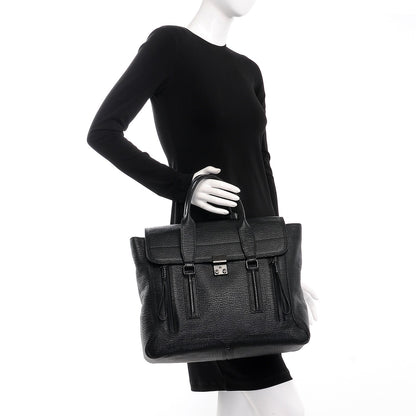 3.1 Phillip Lim 3.1 Textured Calfskin Large Pashli Satchel Black 3 of 7