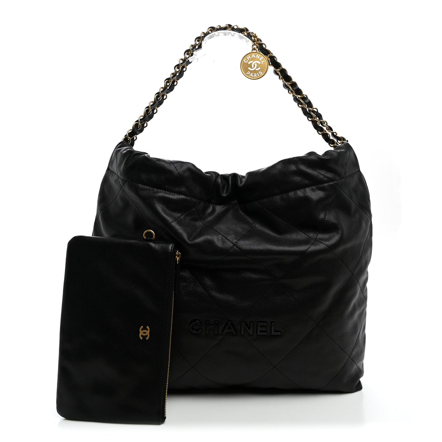 Shiny Caviar Quilted Monochrome Chanel 22 Black