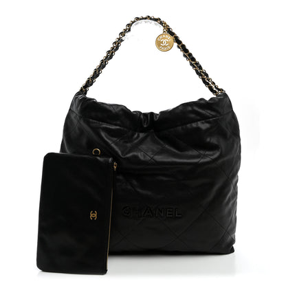 Chanel Shiny Caviar Quilted Monochrome Chanel 22 Black 3 of 11