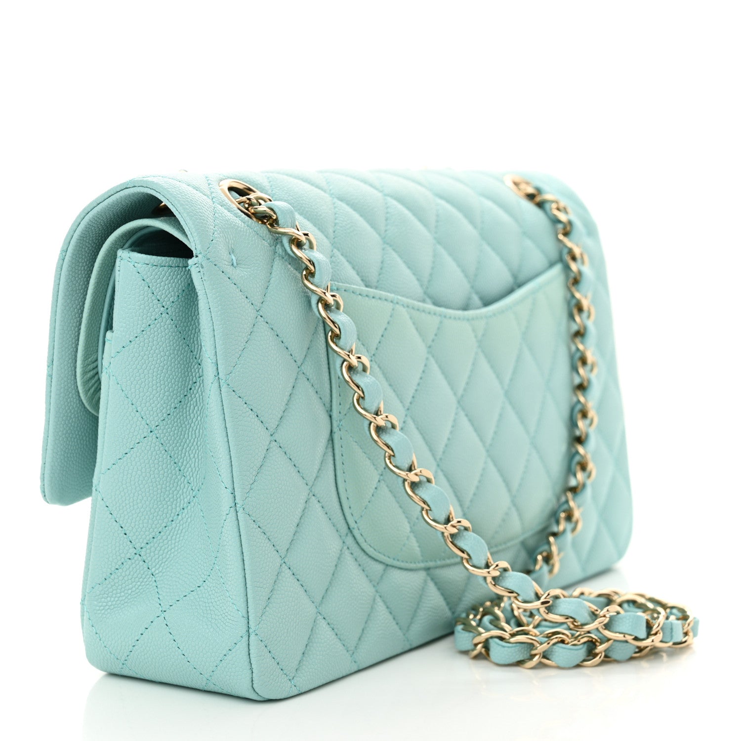 Chanel Caviar Quilted Medium Double Flap Light Blue 3 of 12