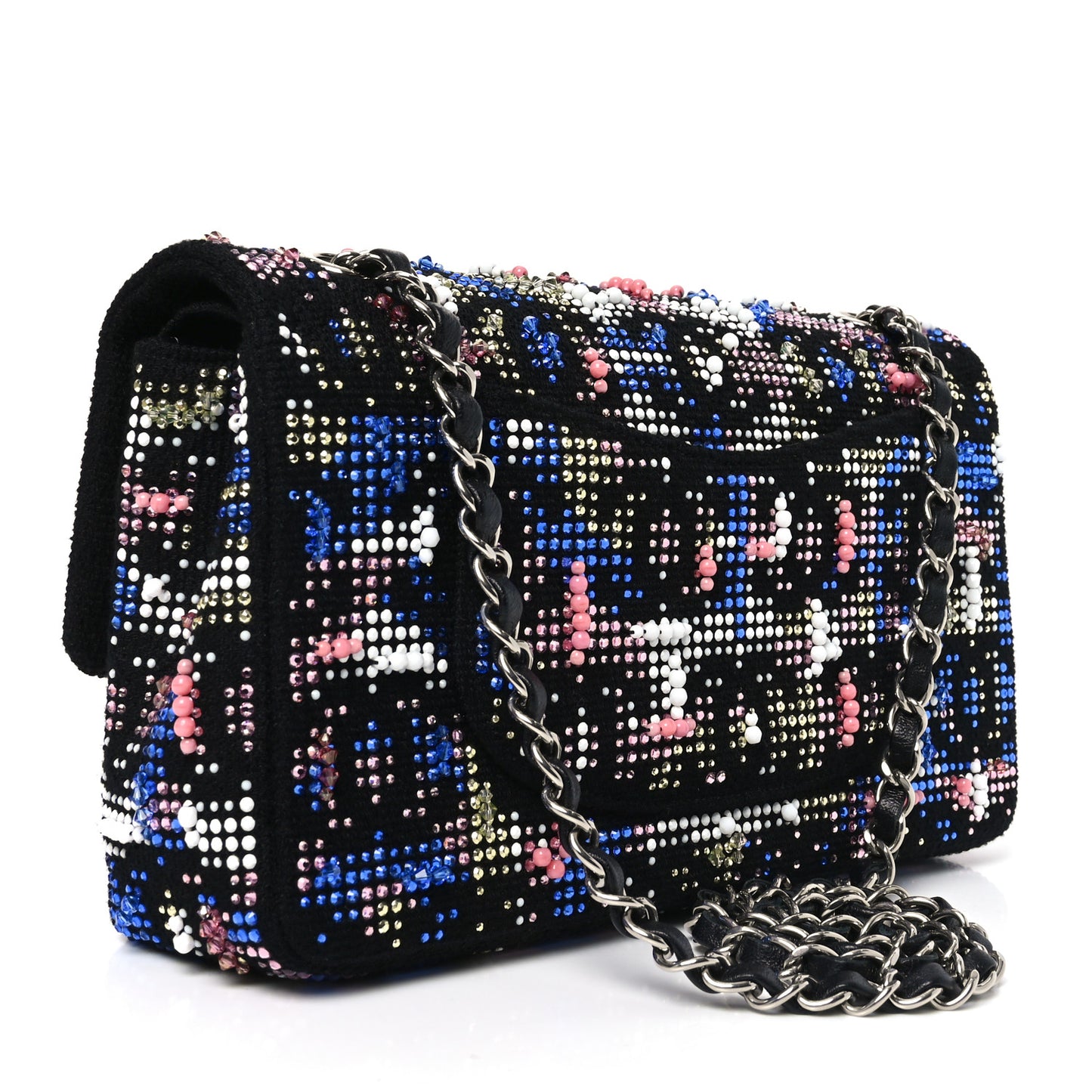 Crystal Tweed CC Medium Double Flap Black
