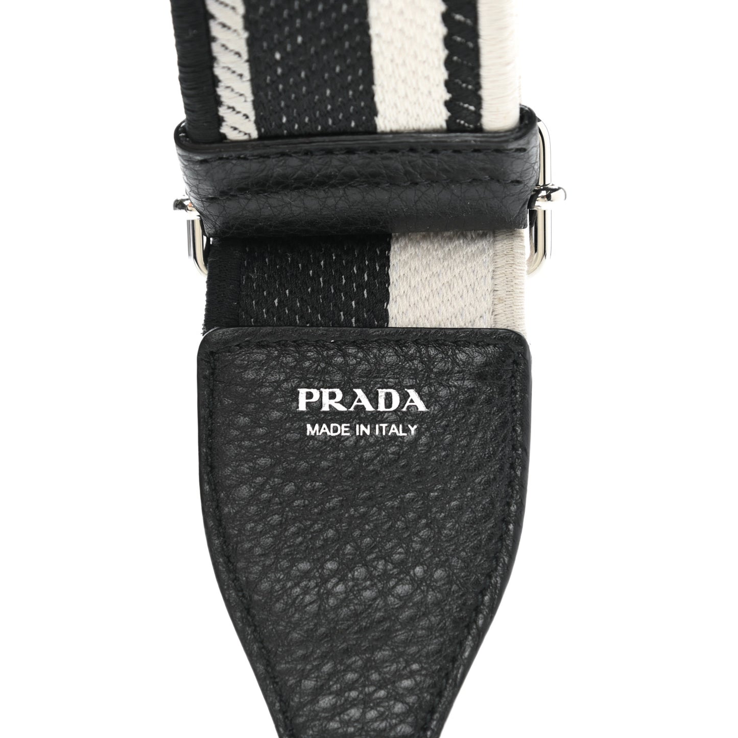 Canvas Calfskin Logo Shoulder Strap Black White