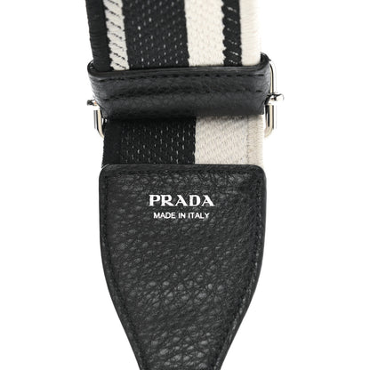 Prada Canvas Calfskin Logo Shoulder Strap Black White 3 of 4