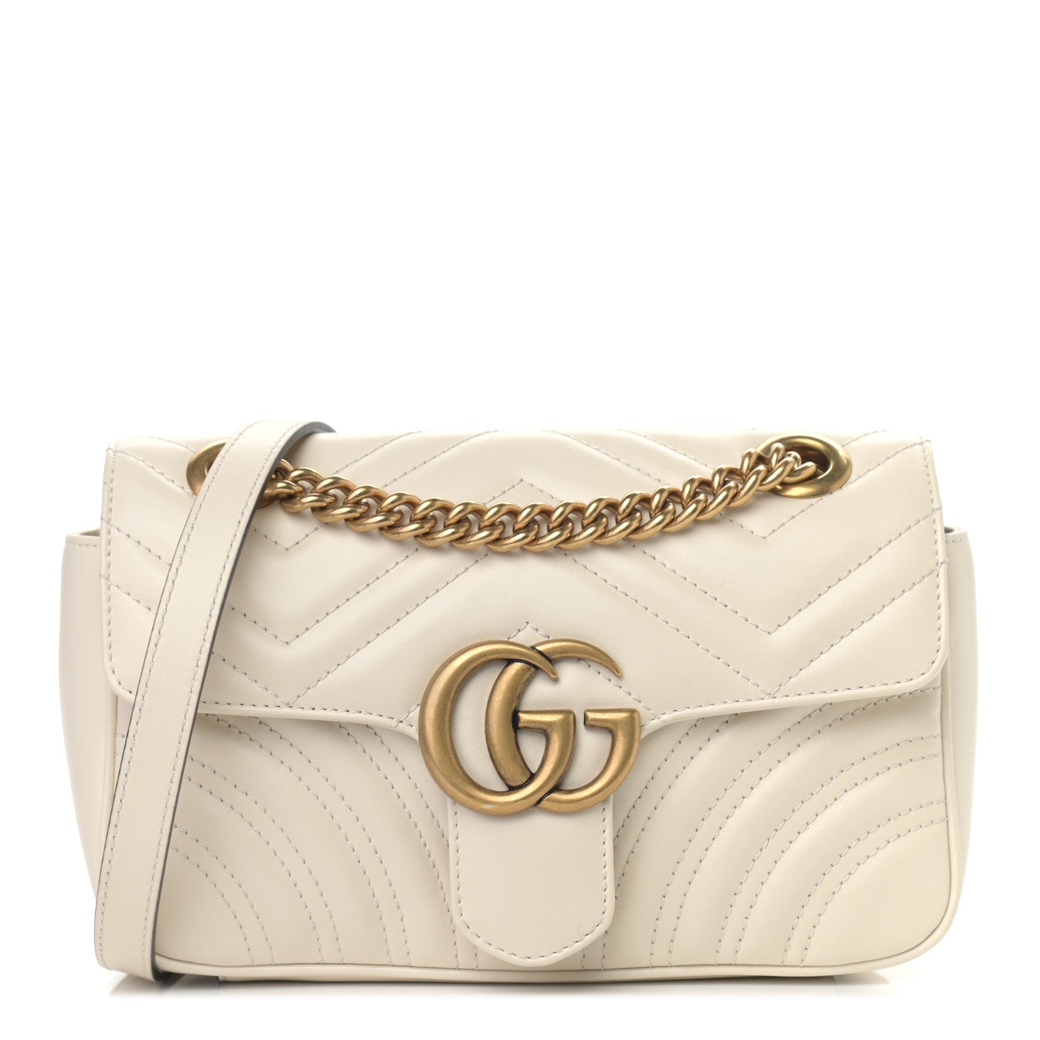 Gucci Calfskin Matelasse Mini GG Marmont Shoulder Bag White 1 of 9