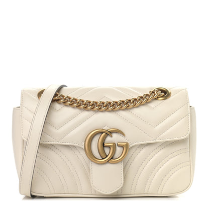Gucci Calfskin Matelasse Mini GG Marmont Shoulder Bag White 1 of 9