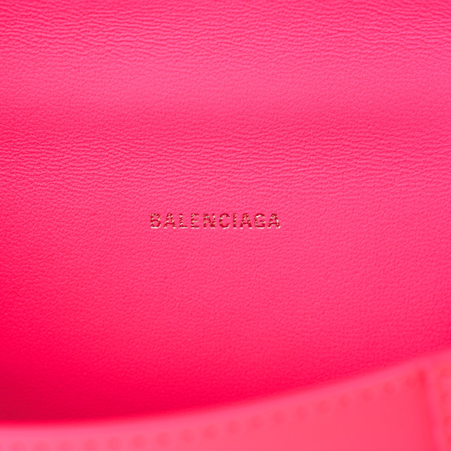 Shiny Box Calfskin Hourglass Top Handle Bag XS Fluo Pink