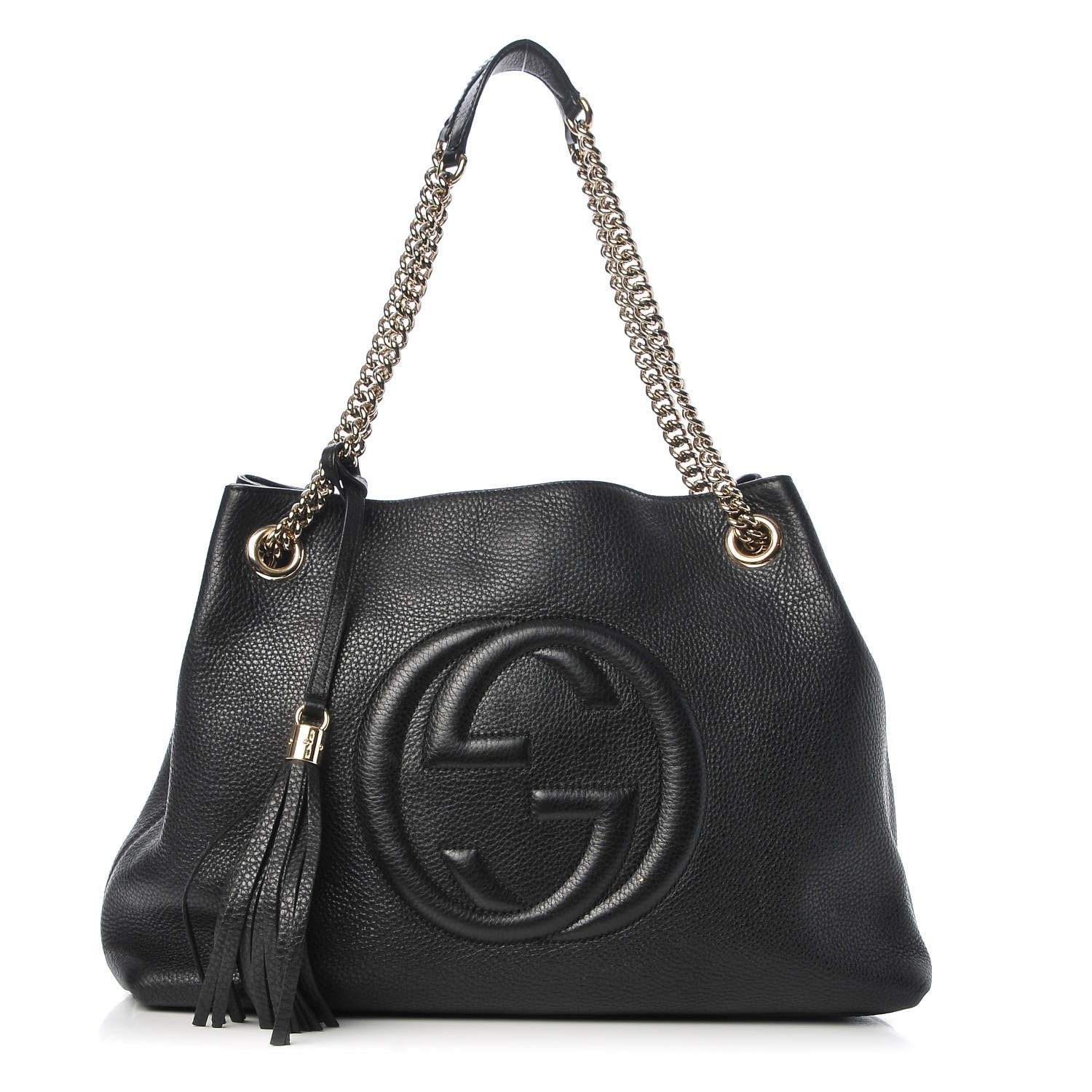 Gucci Pebbled Calfskin Medium Soho Chain Shoulder Bag Black 1 of 9