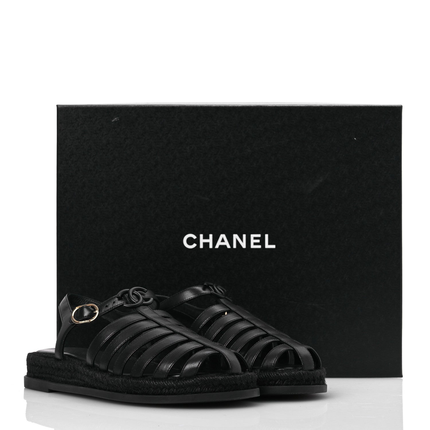 Chanel Lambskin Espadrille Sandals 41 Black 14 of 14
