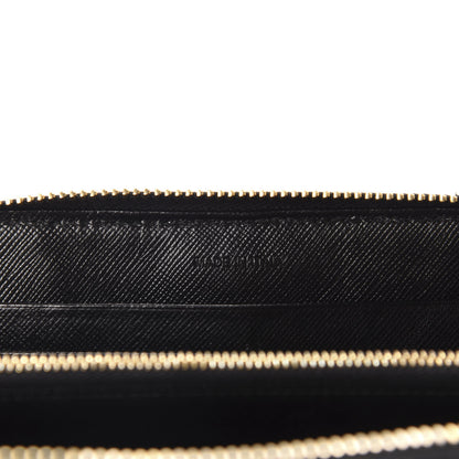 Prada Saffiano Metal Zip Around Wallet Black 8 of 13