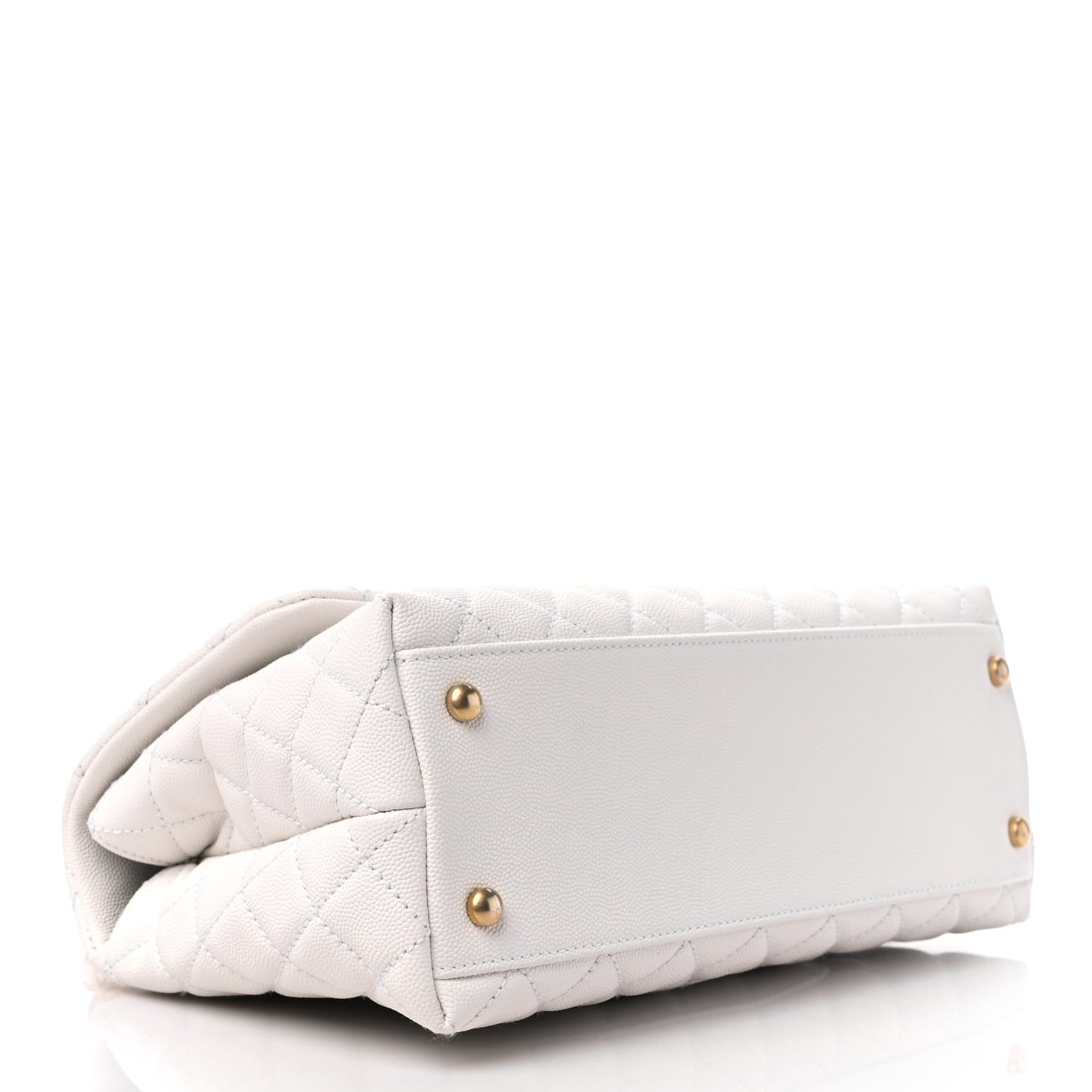 Caviar Lizard Quilted Small Coco Handle Flap White Beige