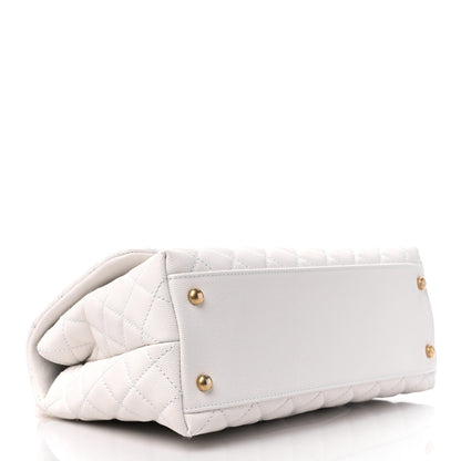 Chanel Caviar Lizard Quilted Small Coco Handle Flap White Beige 4 of 9