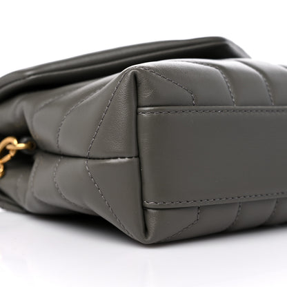 Saint Laurent Calfskin Y Quilted Monogram Toy Loulou Crossbody Bag Grey Kaki 8 of 10