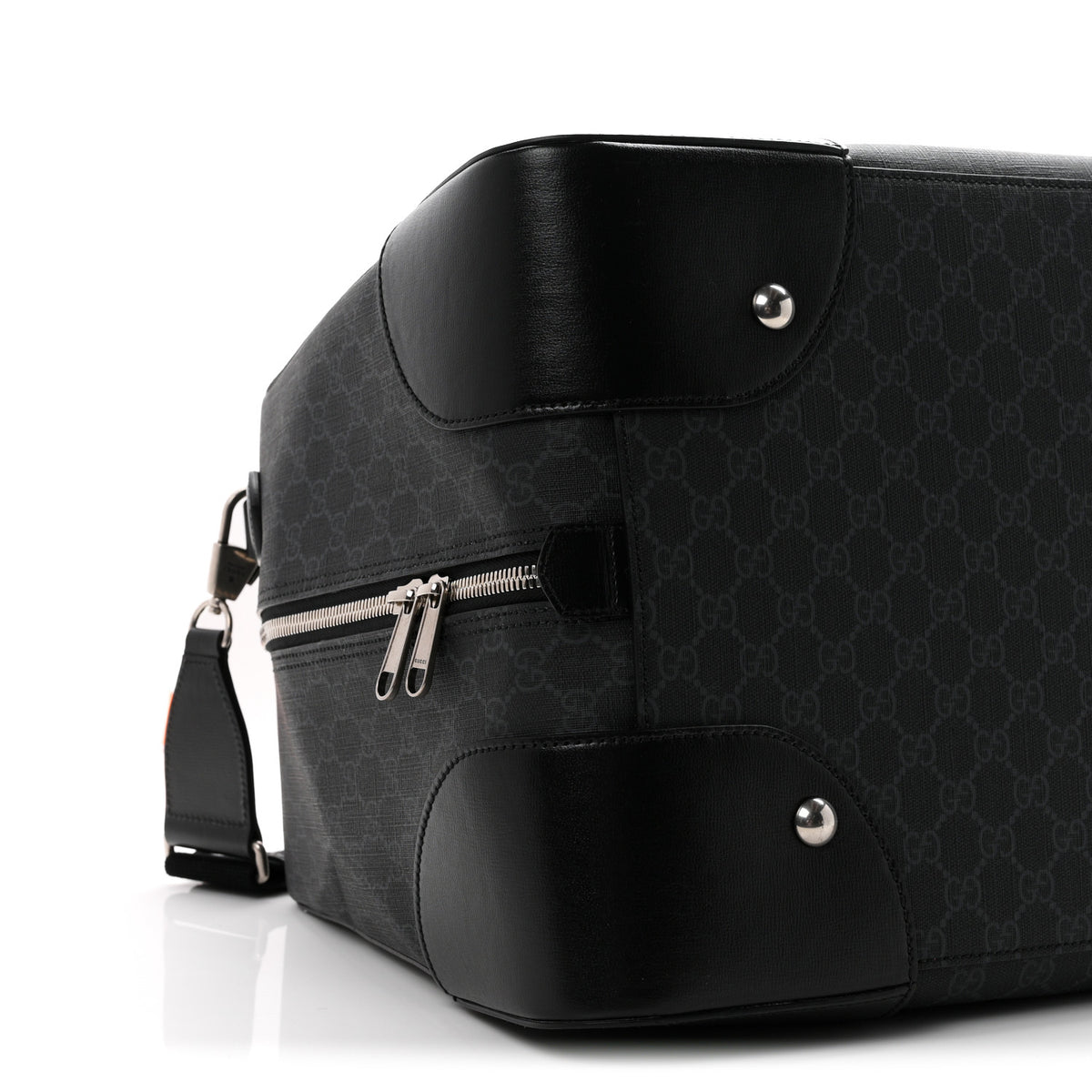Gucci GG Supreme Monogram Azalea Calfskin Retro Interlocking G Large Duffle Bag Black Grey 7 of 8