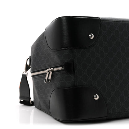 Gucci GG Supreme Monogram Azalea Calfskin Retro Interlocking G Large Duffle Bag Black Grey 7 of 8