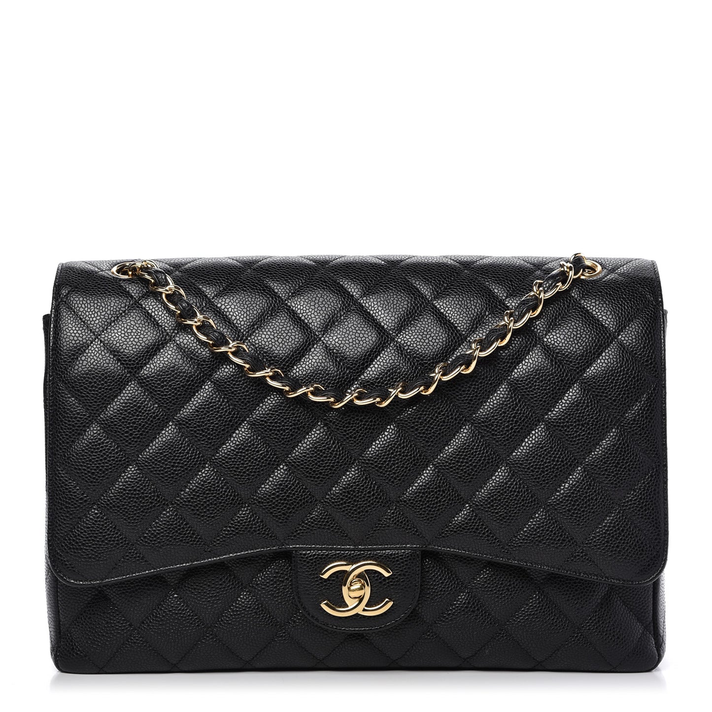 Caviar Quilted Maxi Double Flap Black