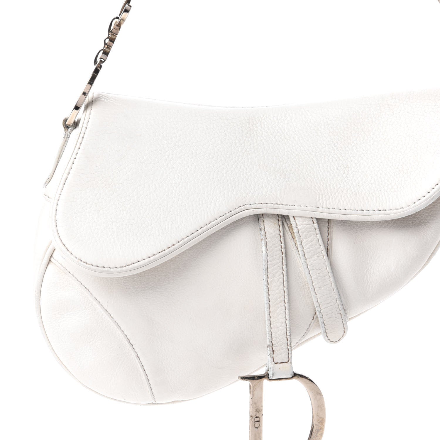 Christian Dior Calfskin Saddle Bag White 10 of 14