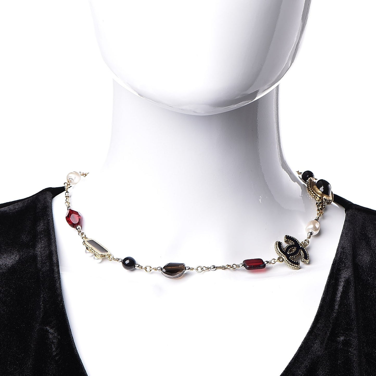 Pearl Enamel Bead CC Necklace Multicolor