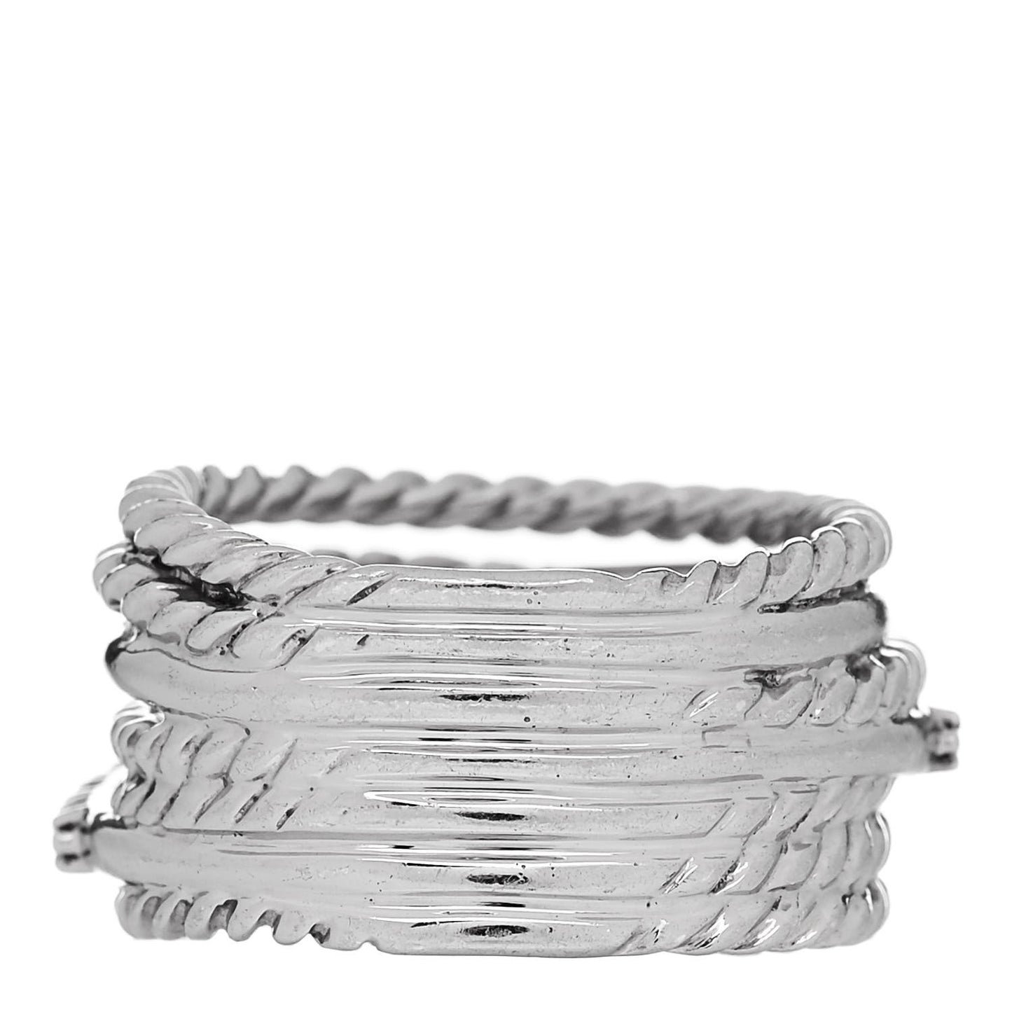 Sterling Silver Diamond 11mm Wide Crossover Cable Ring 48 4.5