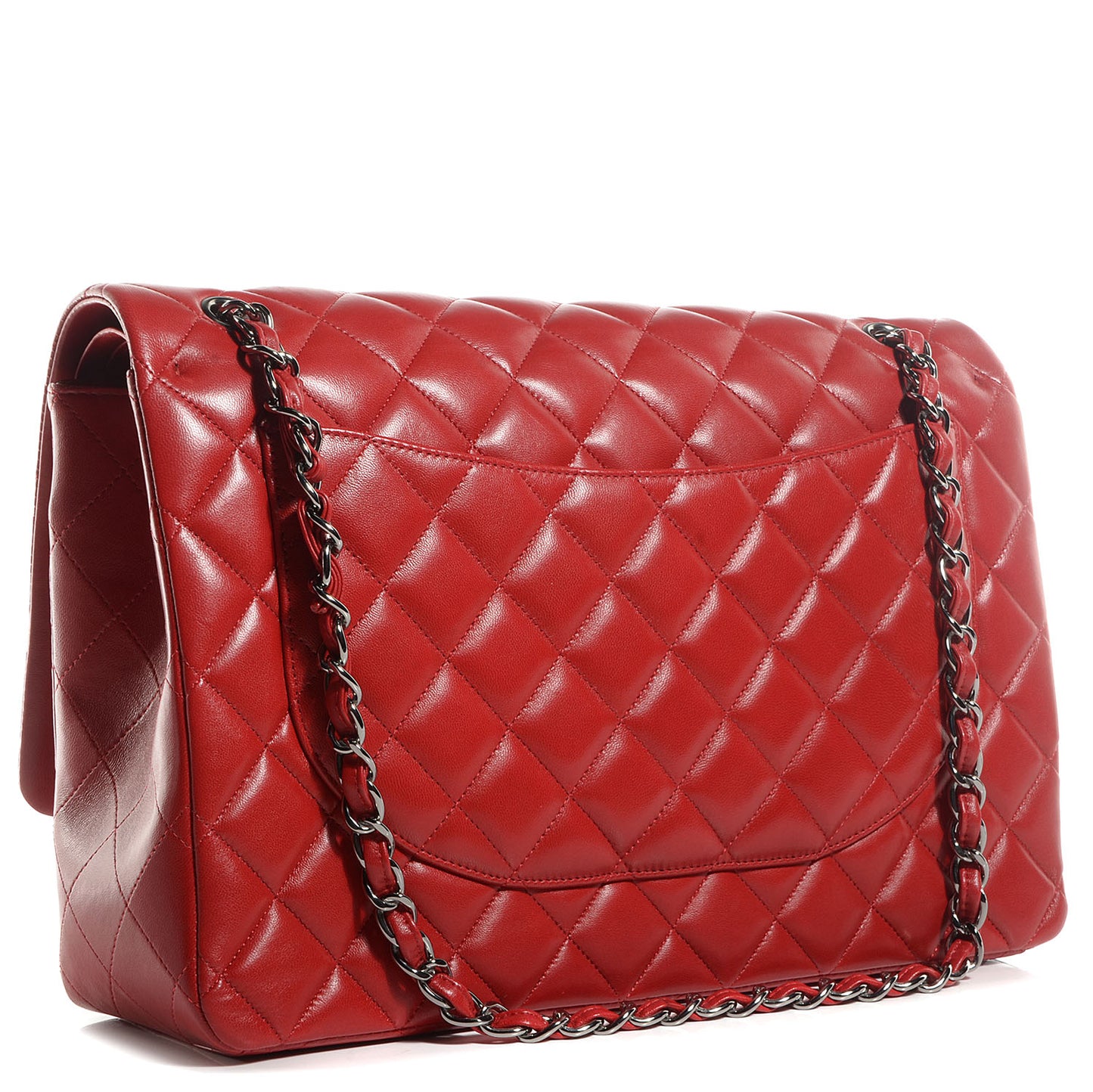 Lambskin Quilted Maxi Double Flap Red