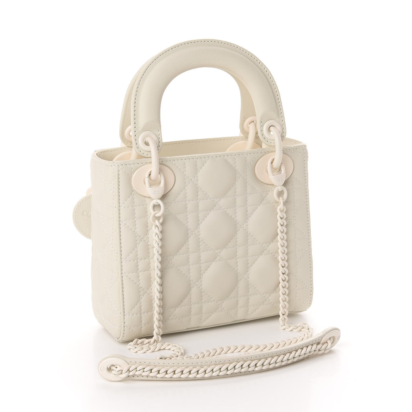 Ultra Matte Calfskin Cannage Mini Lady Dior White