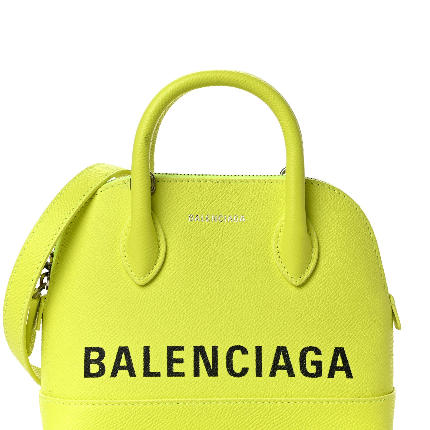 Balenciaga Signature Grained Calfskin Logo XXS Ville Top Handle Bag Acid Green Black 9 of 9