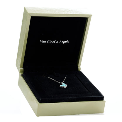 Van Cleef & Arpels 18K White Gold Turquoise Sweet Alhambra Butterfly Pendant Necklace 5 of 5