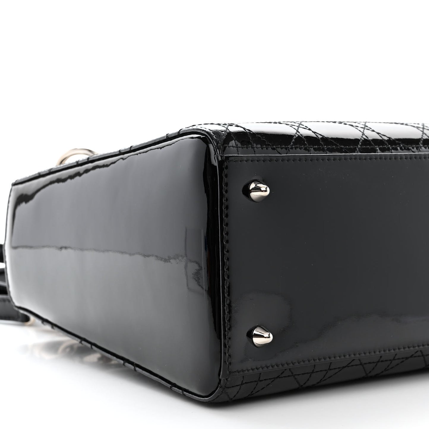 Patent Cannage Stitched Medium Lady Dior Black