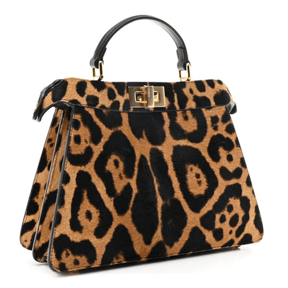Fendi Cavallino Vitello Jaguar Print Small Peekaboo I SEE U Satchel Tobacco 3 of 9