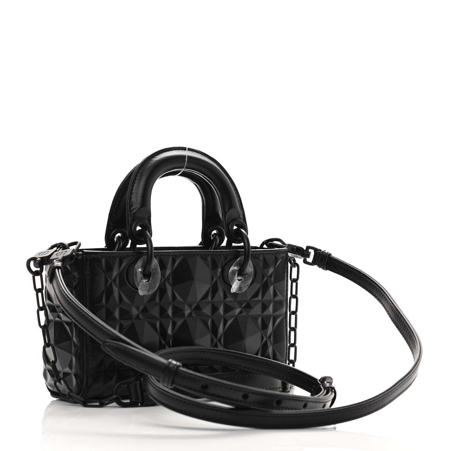 Christian Dior Calfskin Cannage Diamond Micro Lady D-Joy Black 3 of 9