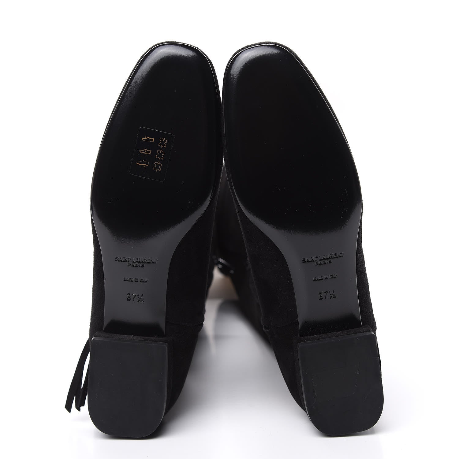 Saint Laurent Suede Goatskin BB 20 Over The Knee Fringed Boots 37.5 Black 5 of 7