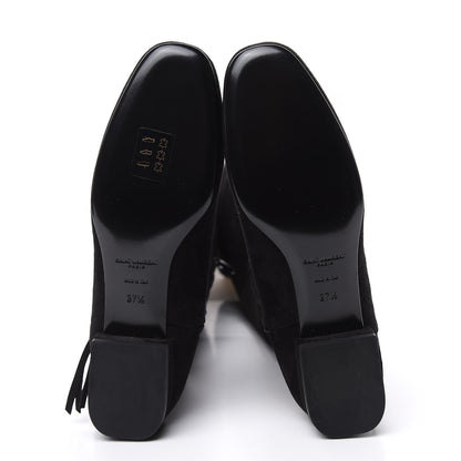 Saint Laurent Suede Goatskin BB 20 Over The Knee Fringed Boots 37.5 Black 5 of 7