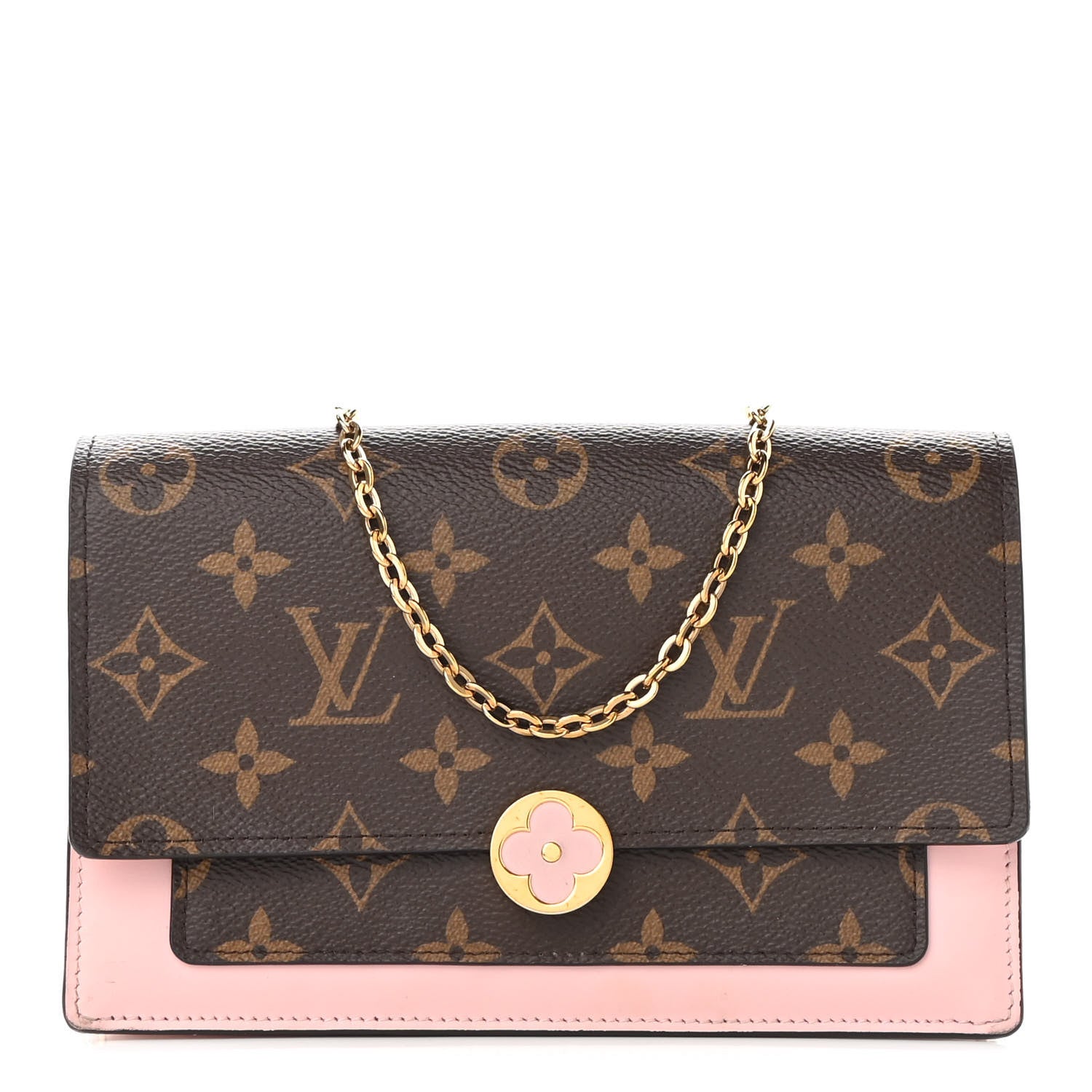 Louis Vuitton Monogram Flore Chain Wallet Rose Ballerine 1 of 9