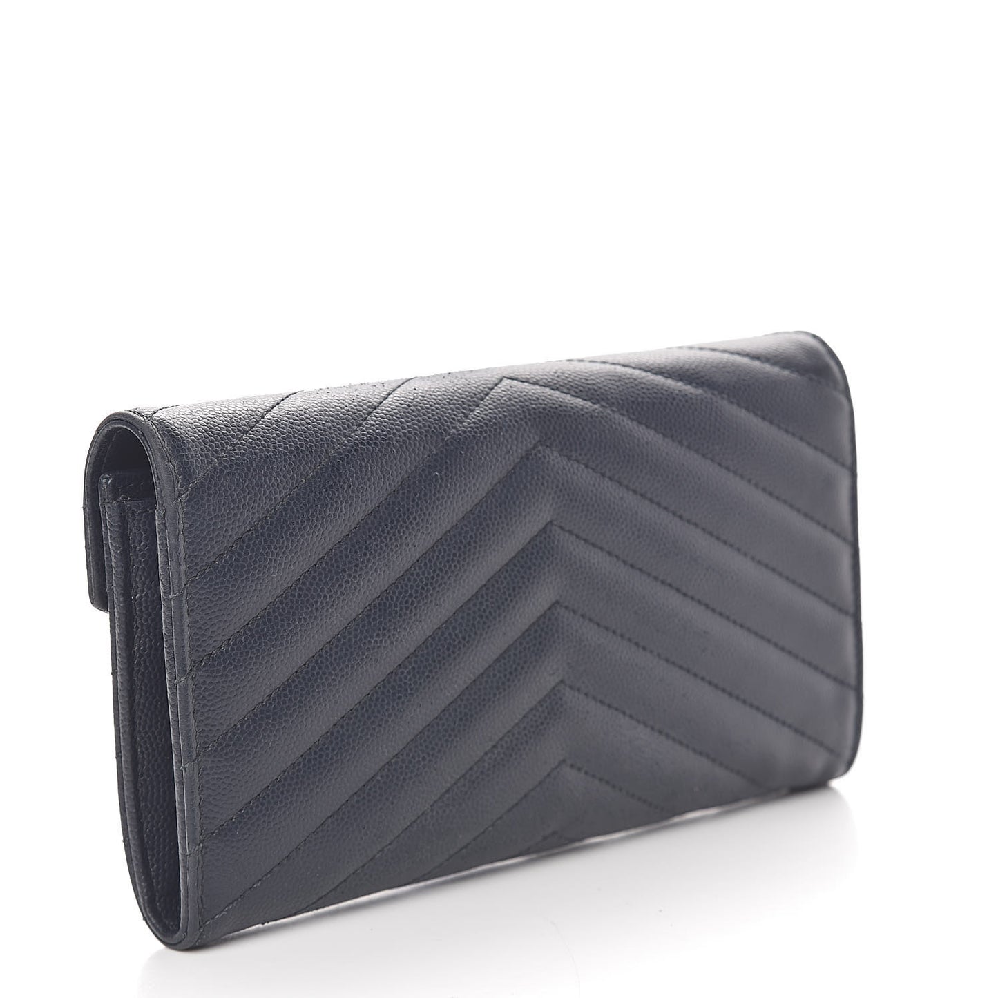 Grain De Poudre Matelasse Chevron Monogram Flap Wallet Deep Marine