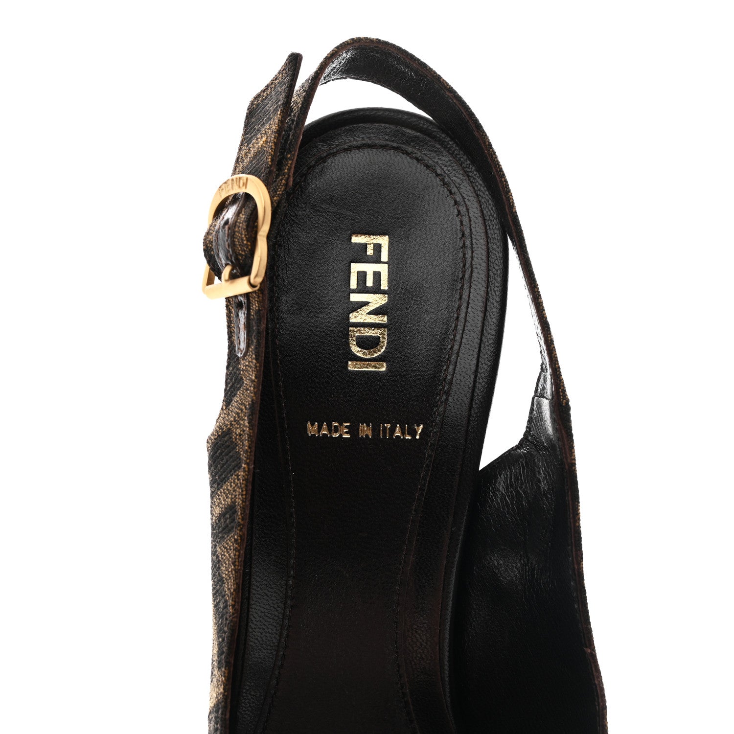 Fendi Zucca Slingback Platform Peep Toe Pumps 37.5 Tobacco Black 8 of 8