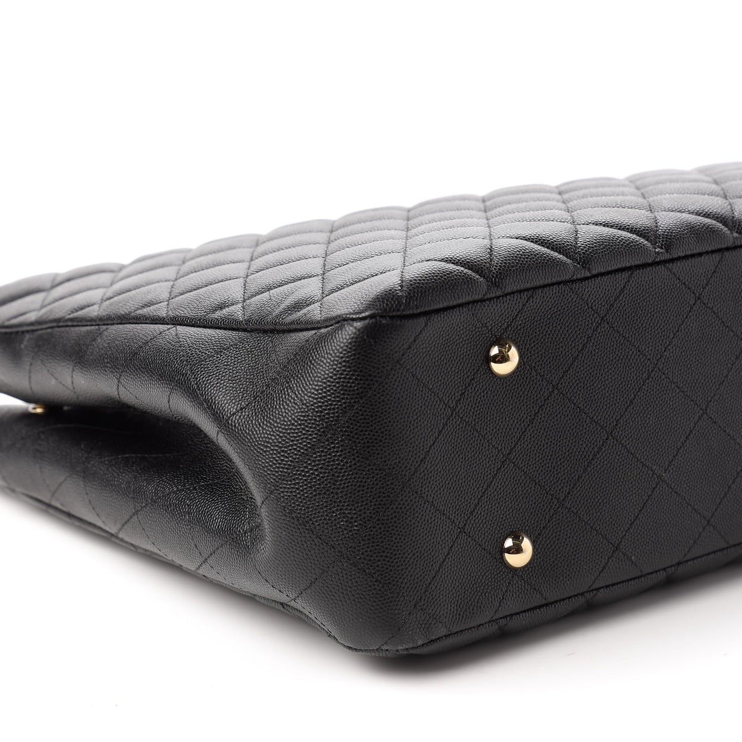 Caviar Quilted Large Classic Shopping Tote Black