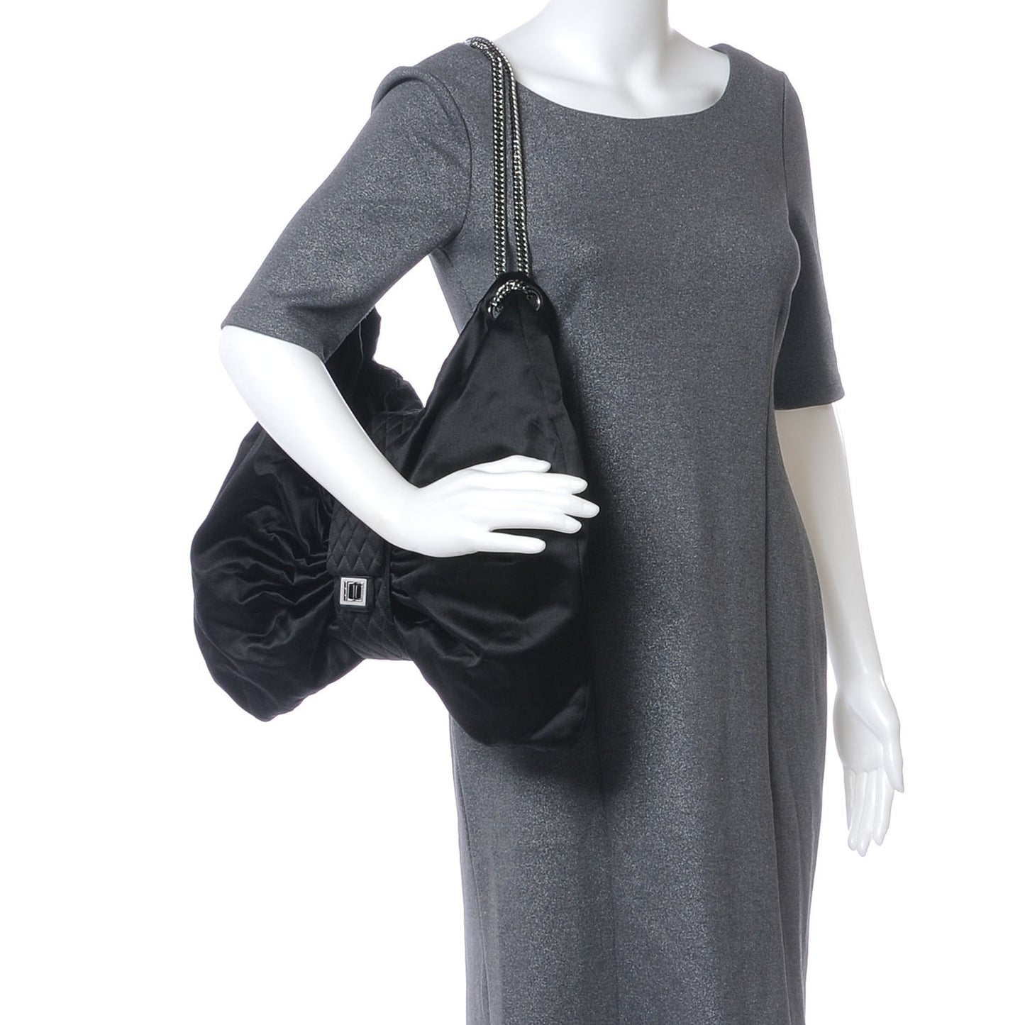 Satin Large Bow Bag Black