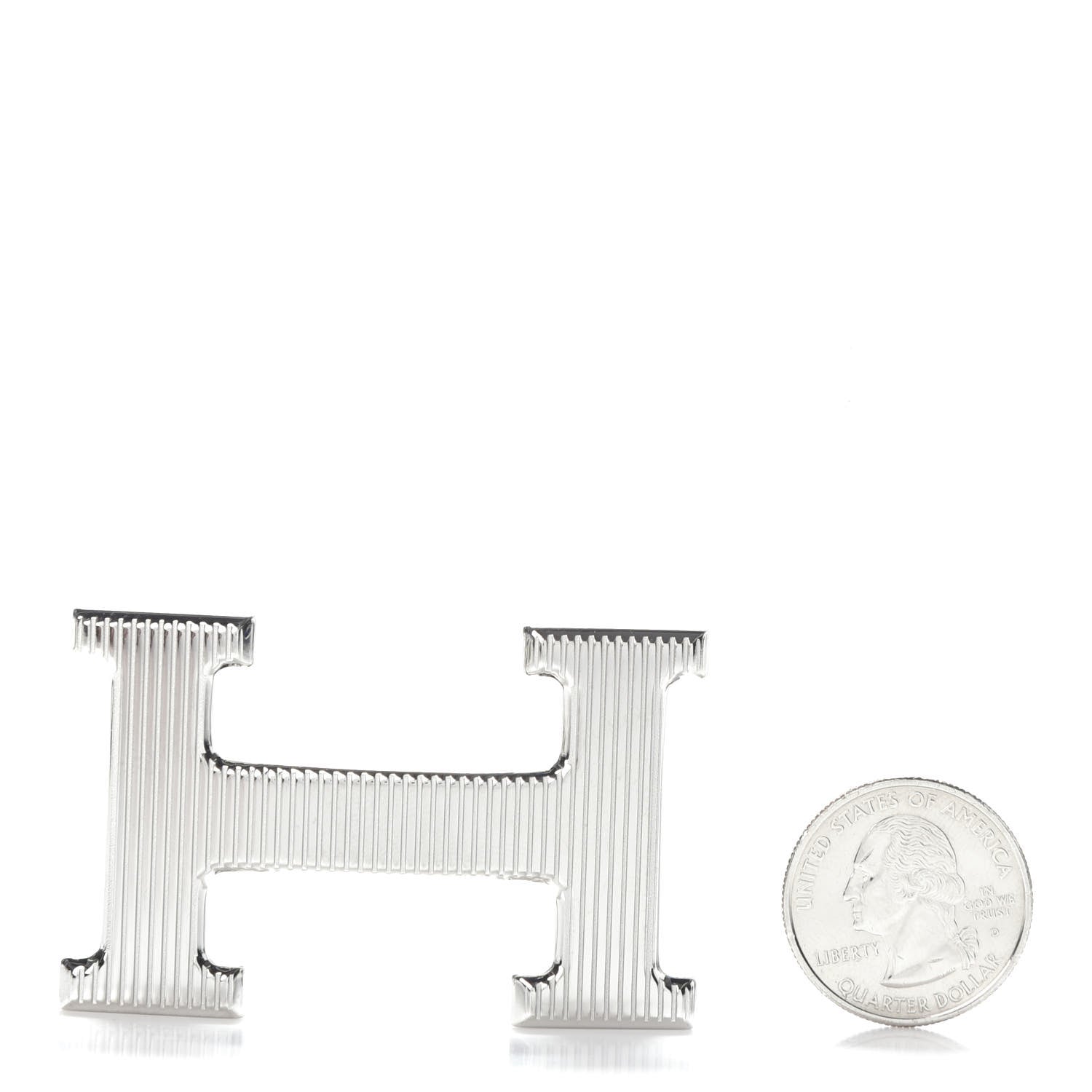 Hermes Palladium Strie 32mm H Belt Buckle 2 of 4