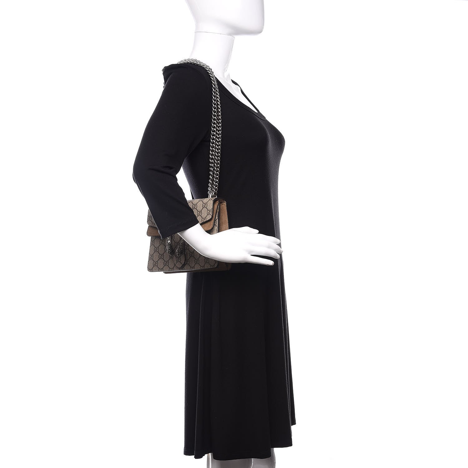 Gucci GG Supreme Monogram Mini Dionysus Shoulder Bag Taupe 2 of 14