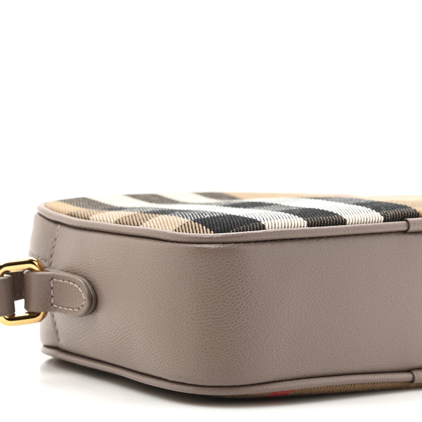 Calfskin House Check Small Camera Bag Grey Mink