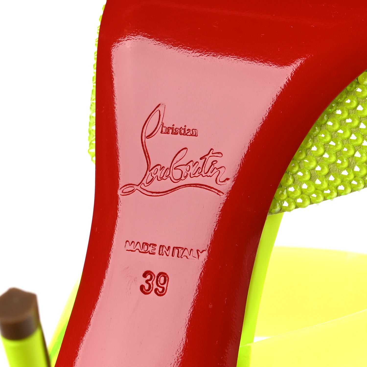 Christian Louboutin Suede PVC Fluo Matt Choc PVC Strass 80 Pumps 39 Sulfure 6 of 7
