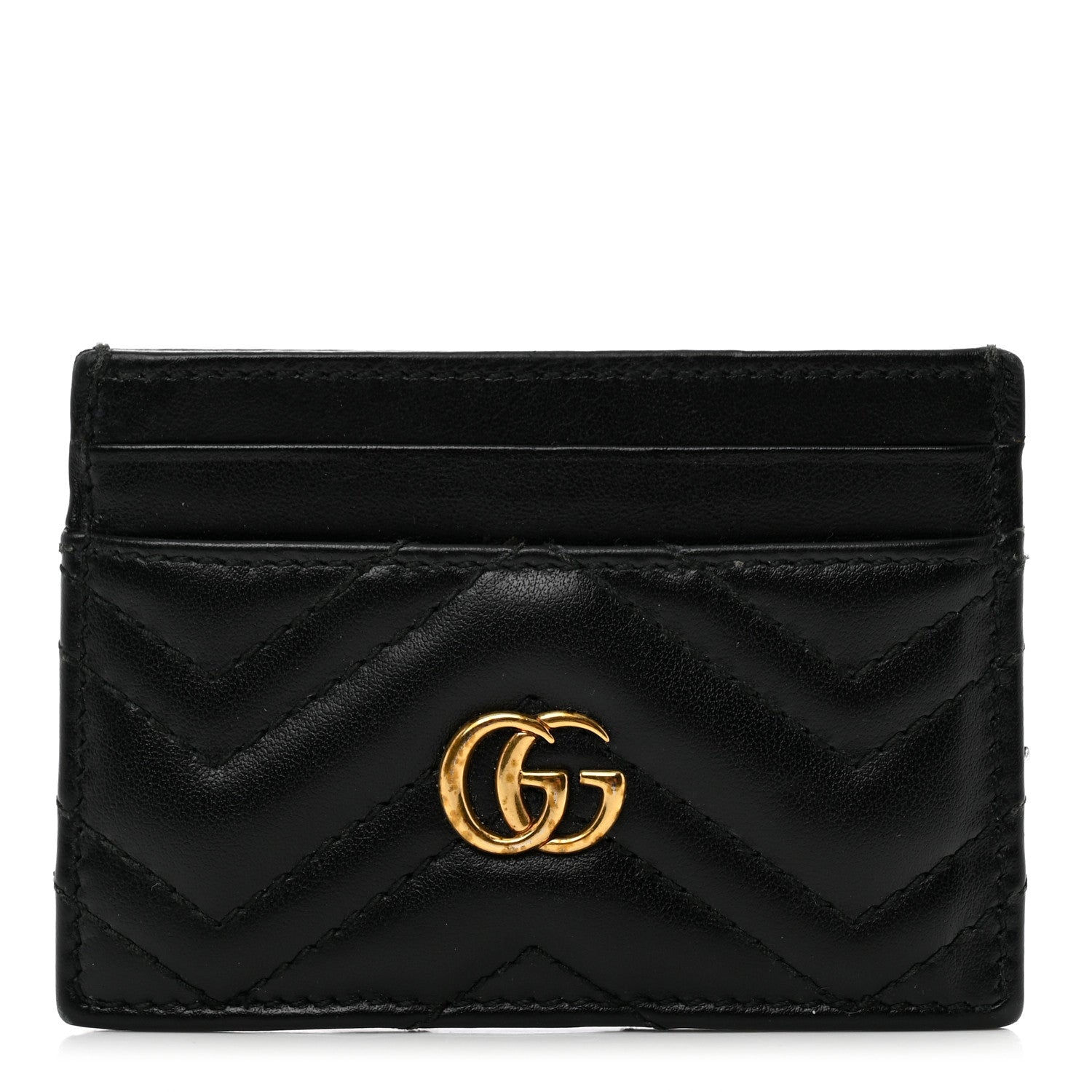 Gucci Calfskin Matelasse GG Marmont Card Holder Black 1 of 7